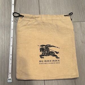 Burberry Tan Drawstring Bag with Equestrian Logo